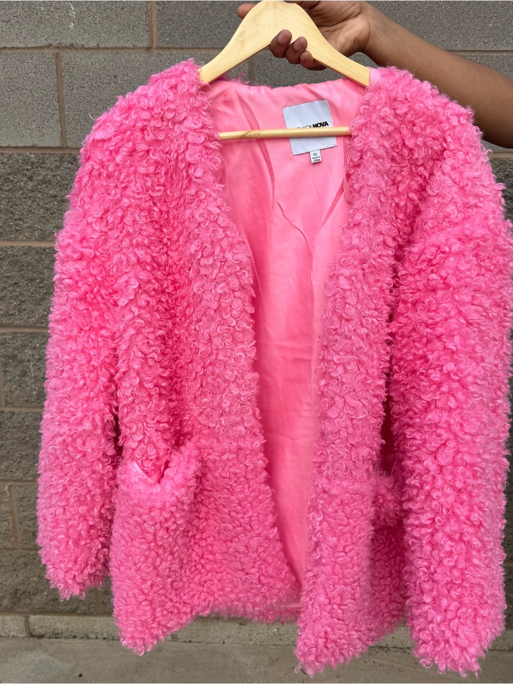 Women’s Fashion Nova Pink Fuzzy Faux Fur Jacket XL